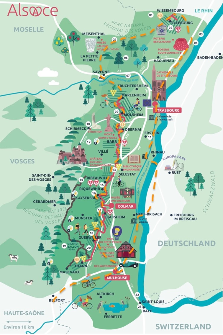 Tour Alsace vélo plan