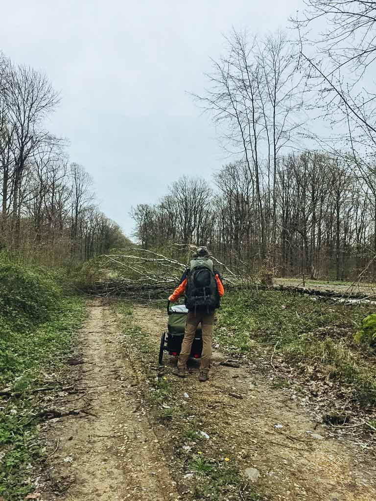 Traversée des Ardennes et de l'Argonne à pied - Chariot Cab Thule