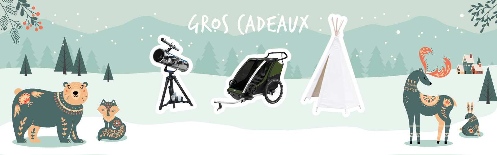 Gros cadeaux de Noël sur le thème de la nature